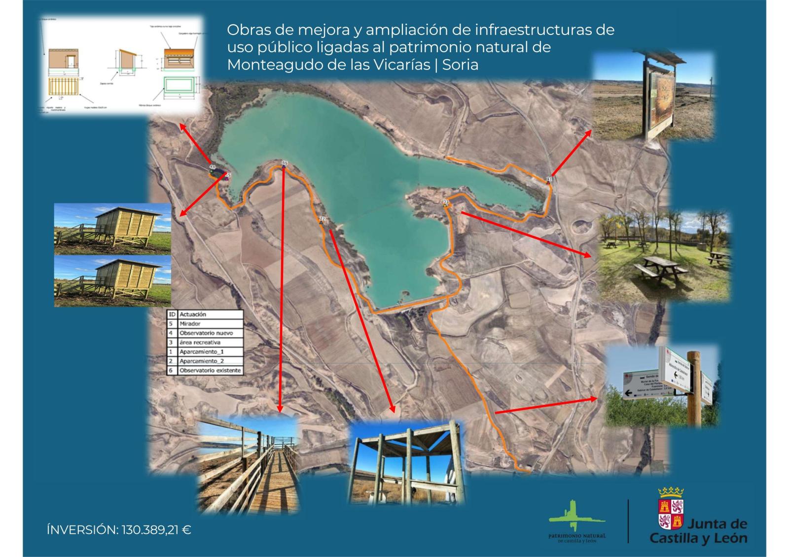 El proyecto de mejora y rehabilitación del entorno del embalse de Monteagudo de las Vicarías, Soria, sale a licitación con una inversión de 130.000 euros.