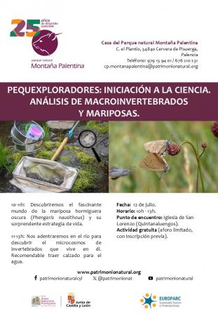 Pequexploradores: iniciación a la ciencia. Análisis de macroinvertebrados y mariposas.