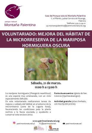 Voluntariado: Mejora del hábitat de la microrreserva de la mariposa hormiguera oscura